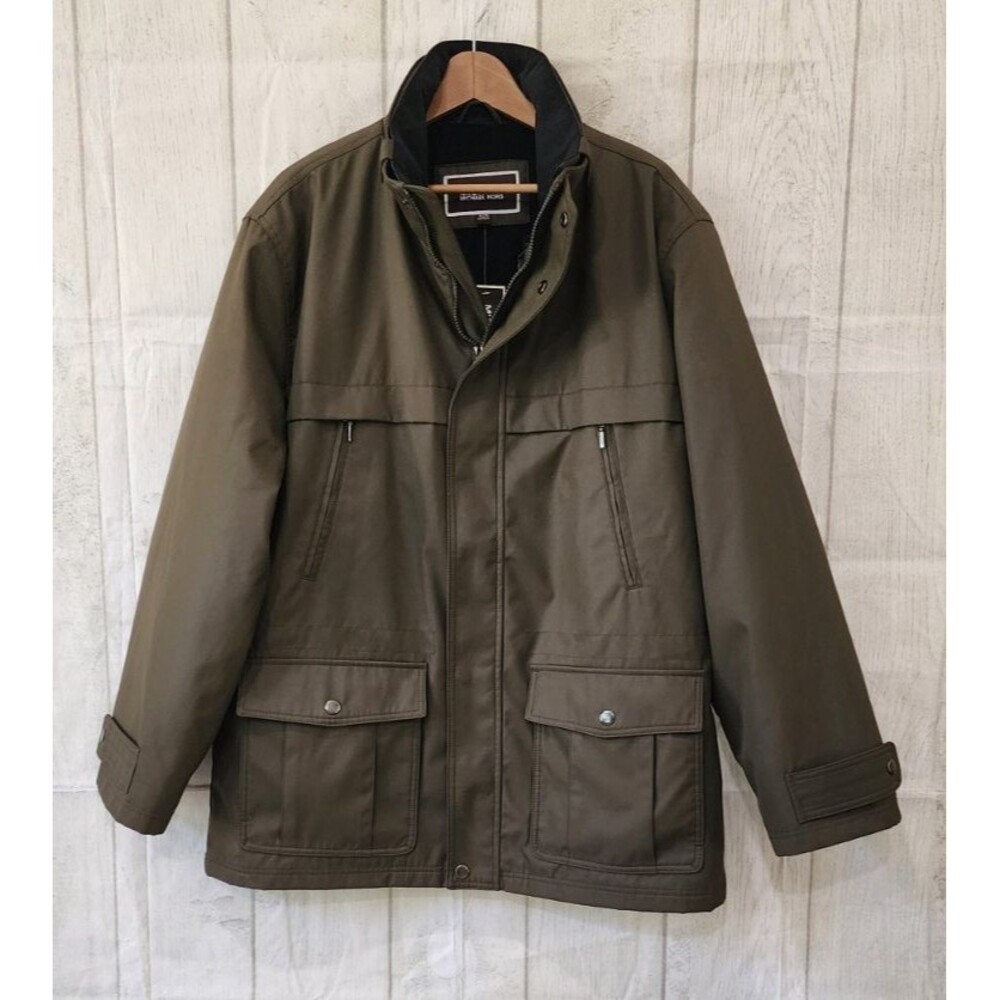 Michael Kors Utility Field Jacket Men's XL Olive 2-in-1 Parka Removable Liner